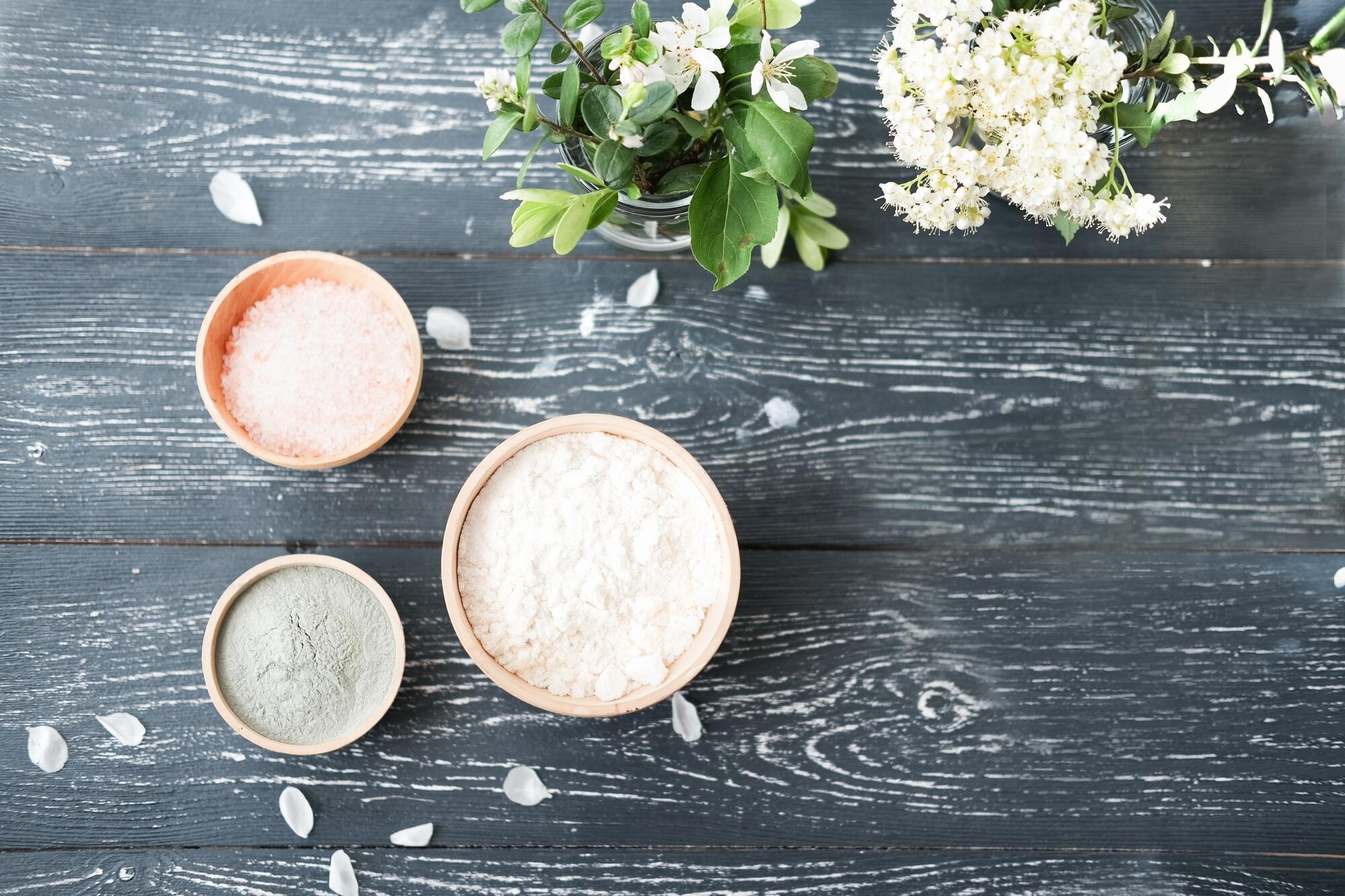 home beauty care. making clay mask at home.